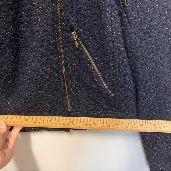 QMack Metallic Tweed Navy Blue Moto Jacket with Working Pockets Size Medium - Picture 13 of 16